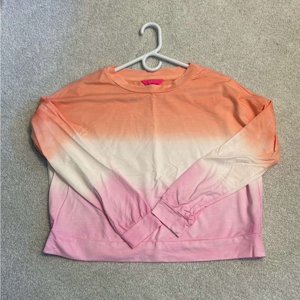 Lilly Pulitzer Sheridan, orange and pink sweatshirt, medium